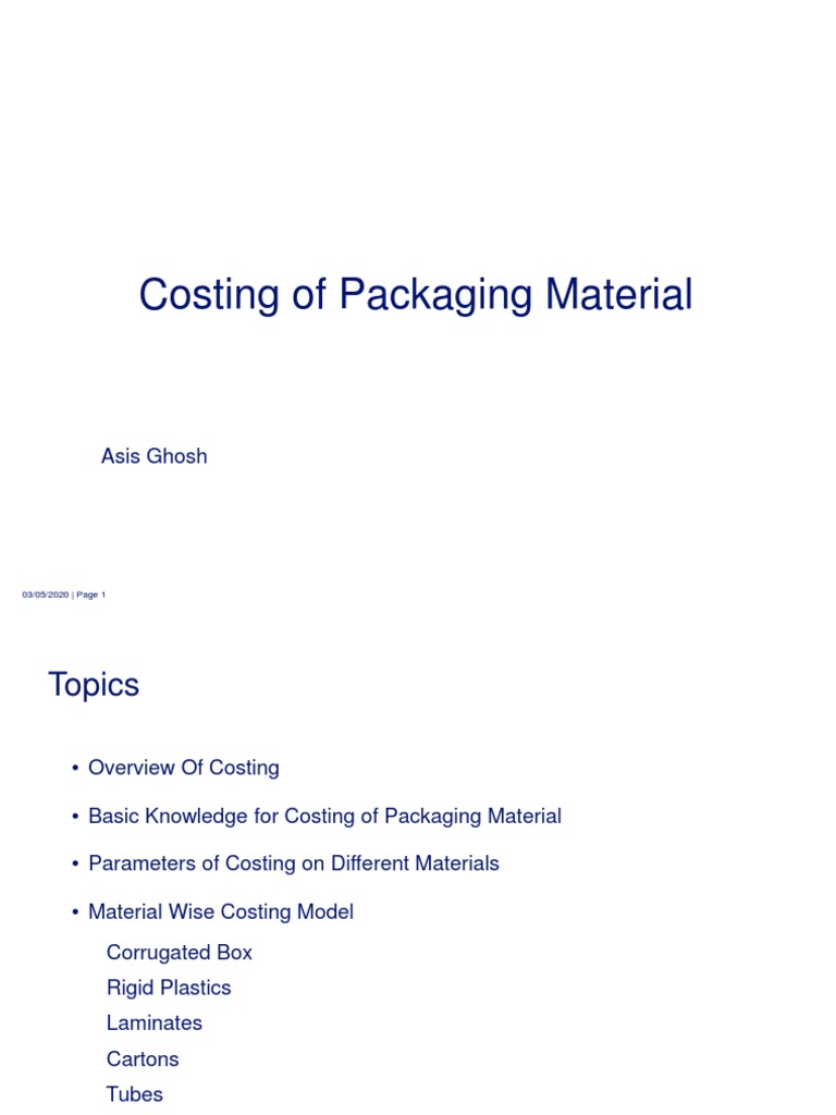 Packaging Cost Calculation Guide | PDF | Packaging And Labeling ...