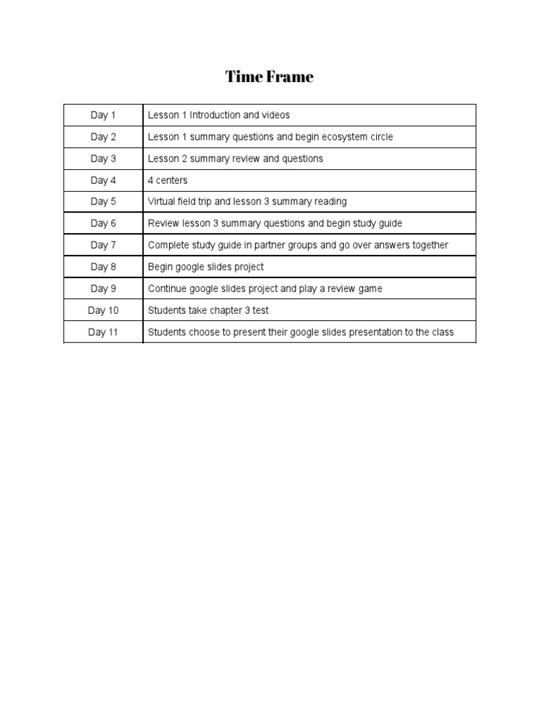 11-Day Lesson Plan Overview | PDF | Computers