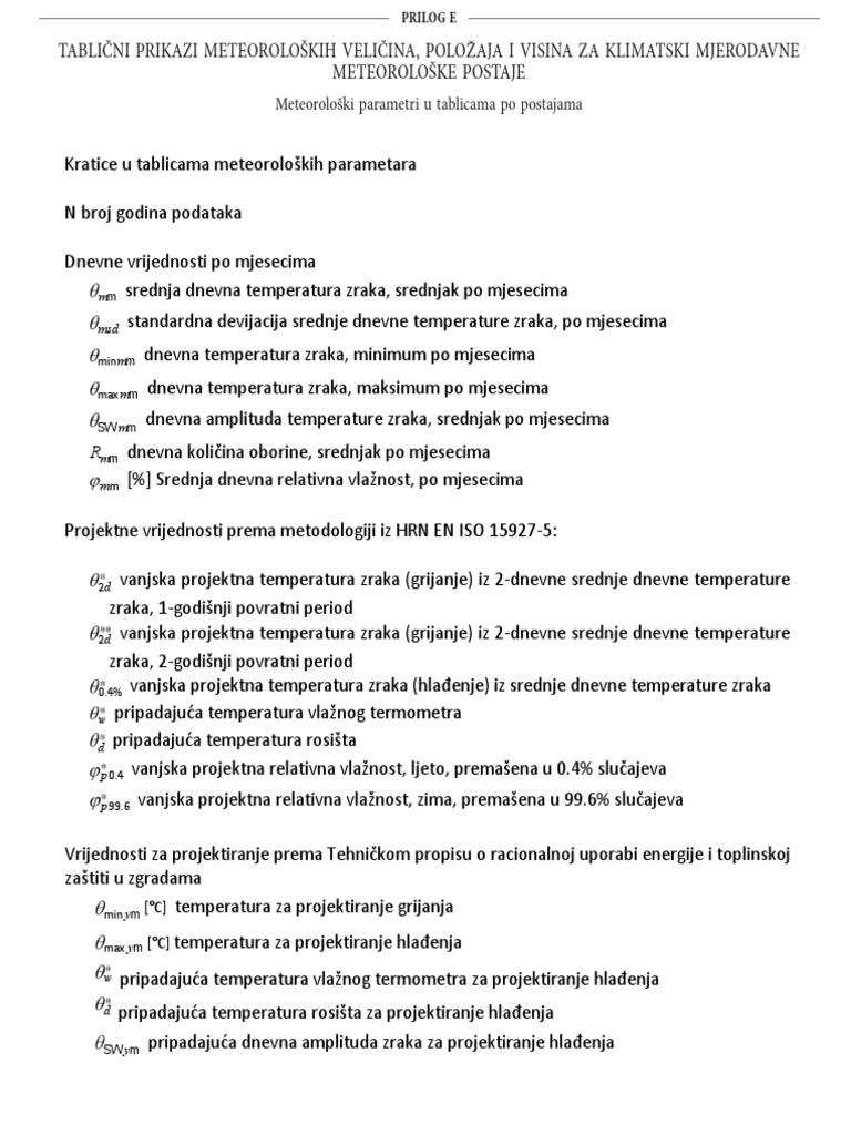 Projektne Temperature | PDF
