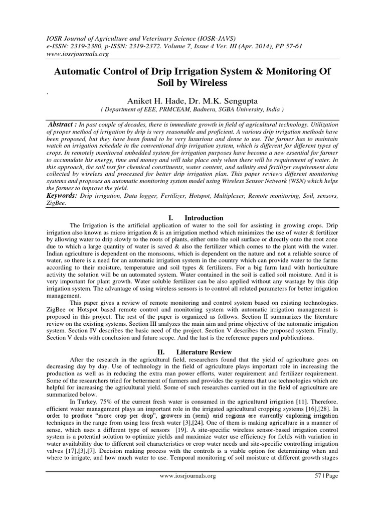 Automatic Irrigation System PDF Irrigation Agriculture