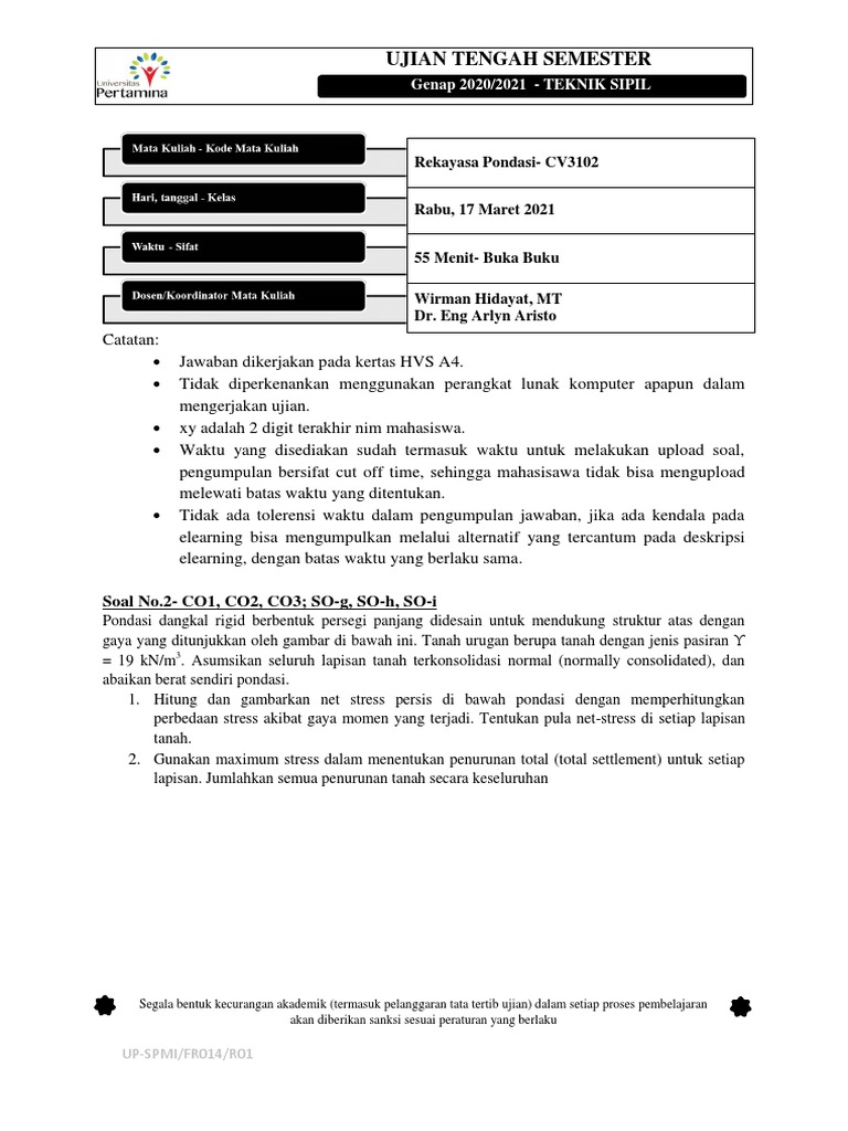 Soal No 2 Uts Rekayasa Pondasi Pdf