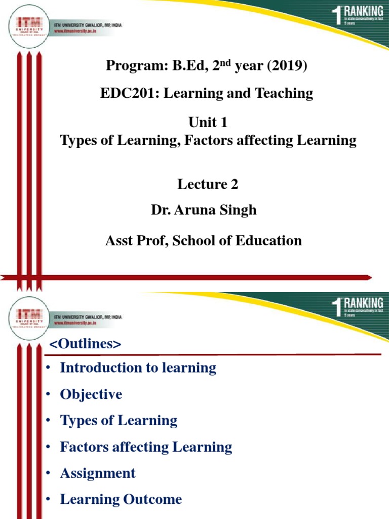 2types of Learning and Factors Affecting Learning | PDF | Learning ...