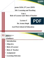 Role of Learner and Teacher