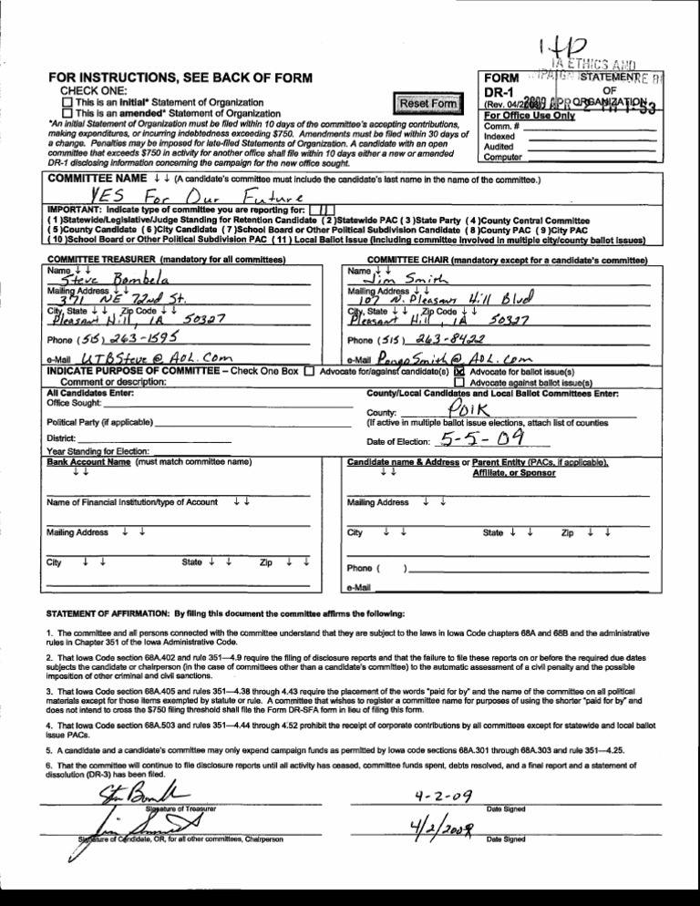 Iowa Committee Statement Form Guide | PDF | Government | Public Law
