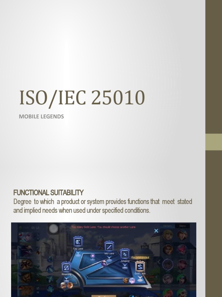 ISO/IEC 25010: Mobile Legends | PDF