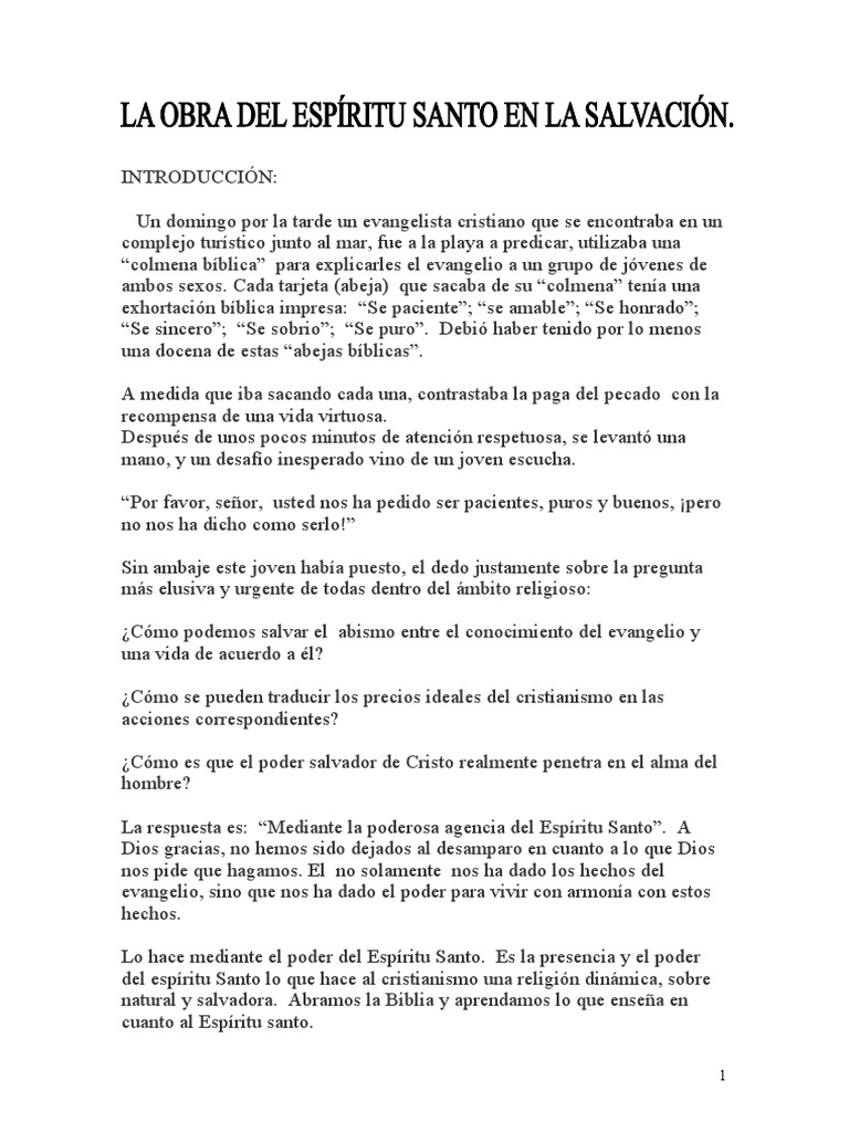 G La Obra Del Espiritu Santo en La Salvación | PDF | espíritu Santo ...