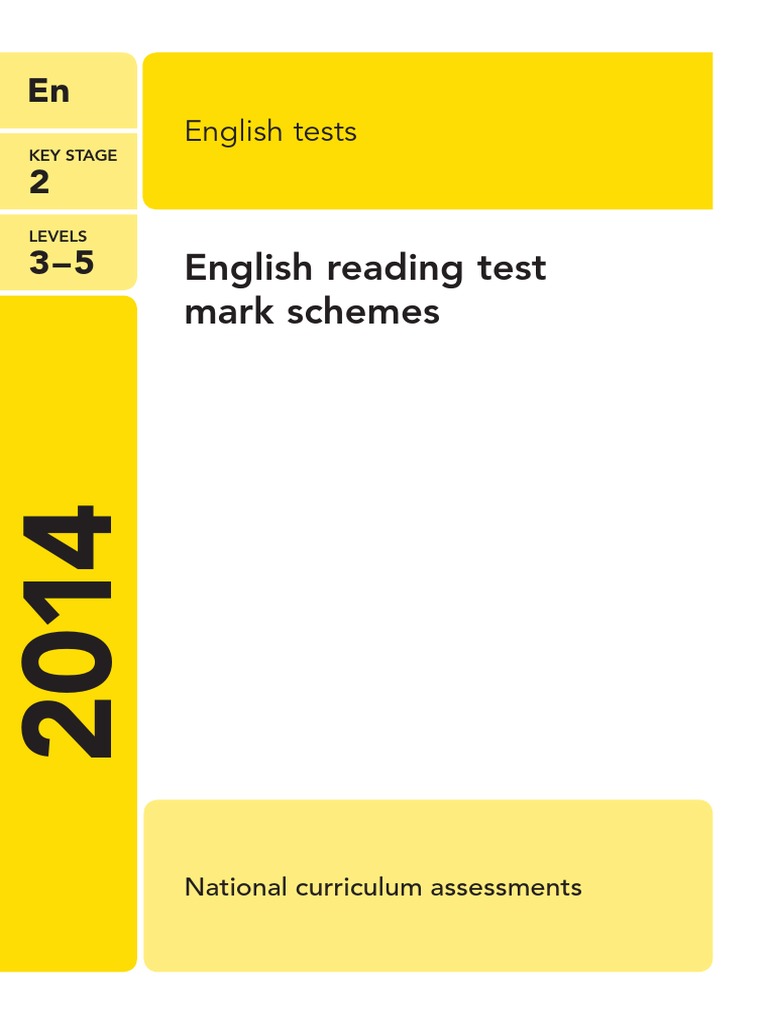 English Reading Test Mark Schemes PDF Educational Assessment