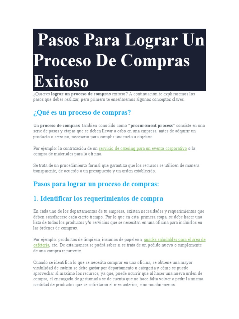 Pasos para un Proceso de Compras Exitoso | PDF | Presupuesto | Empresas