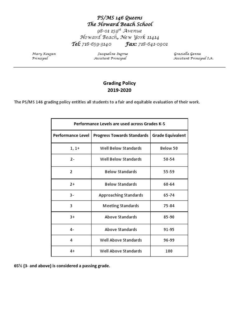 PS/MS 146 Grading Policy Overview | PDF | Schools | Human Nature