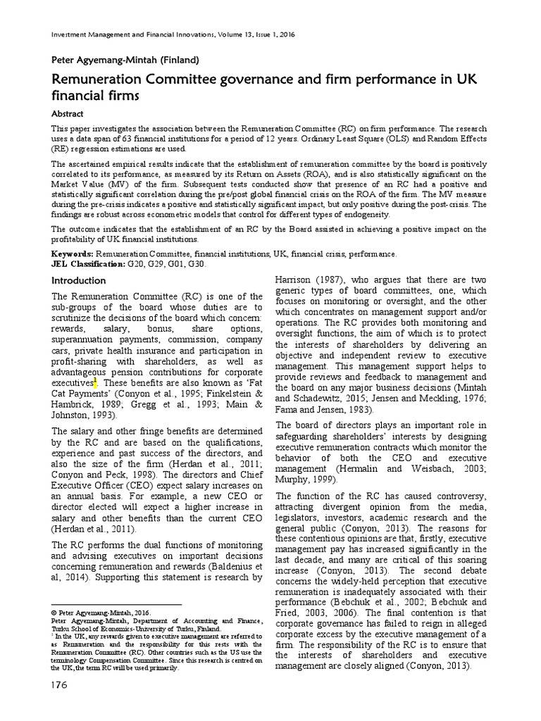 Remuneration Committee | PDF | Corporate Governance | Book Value