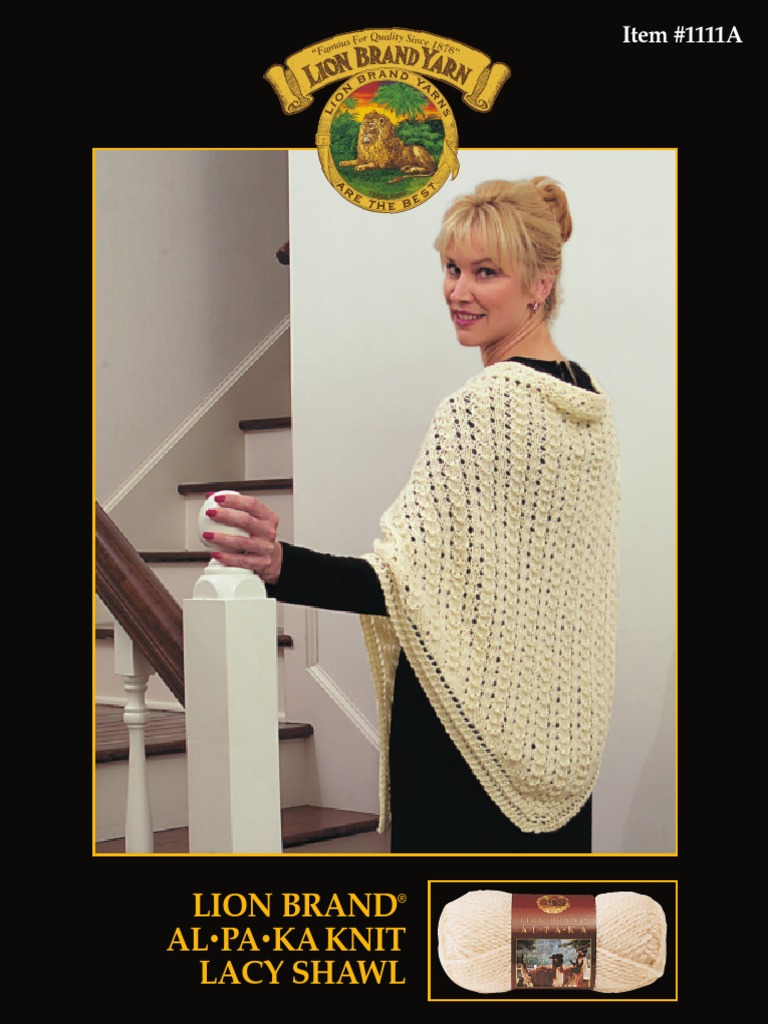 Lion Brand AL PA Ka Knit Lacy Shawl: Item #1111A | PDF | Knitting ...