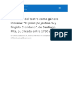 1.5 Inicio Del Teatro Como Género Literario: "El Príncipe Jardinero y Fingido Cloridano", de Santiago Pita, Publicada Entre 1730 y 1733