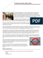 English Exam 3rd Year High School: London Underground