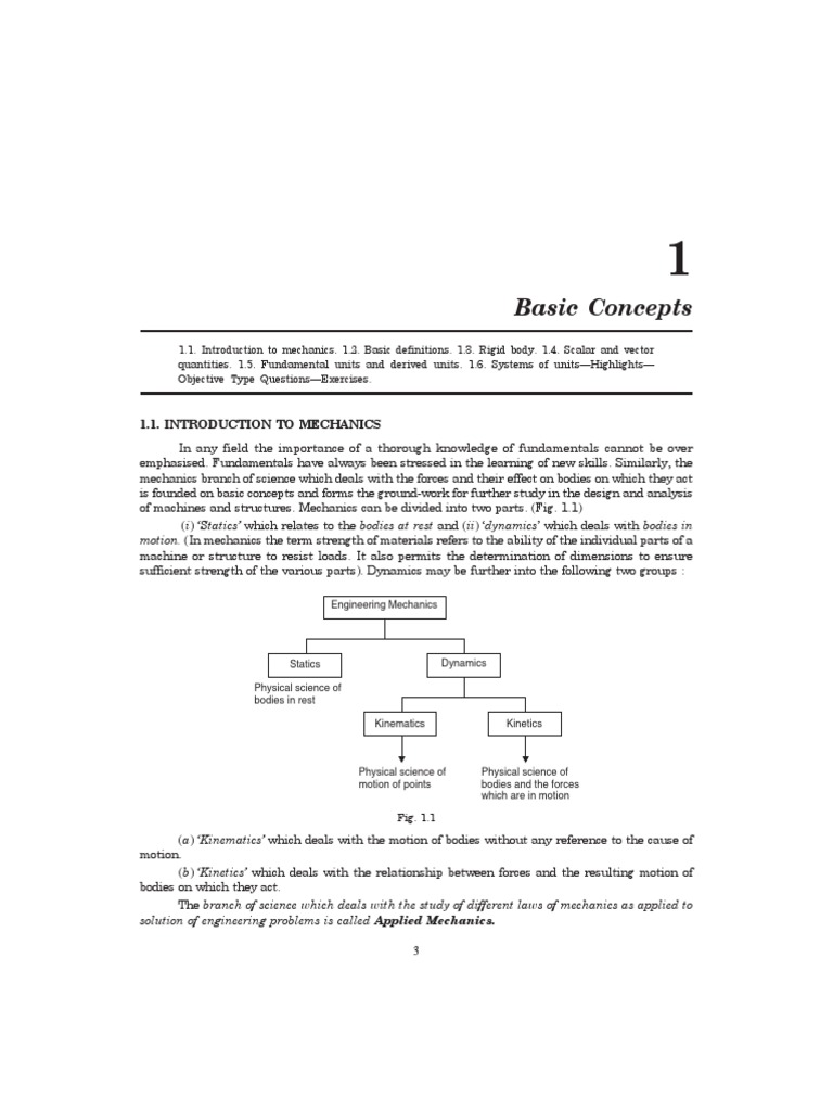 SM-1-UNIT-1 (1) Basics of Structural Mechanics - Introduction | PDF ...