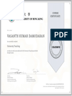 University Teaching Course Completion Certificate