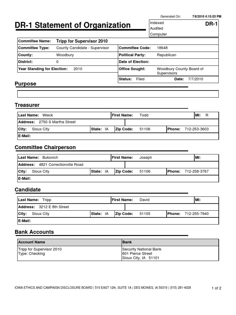2010 07 07 - DR1 | PDF | Political Action Committee | Iowa