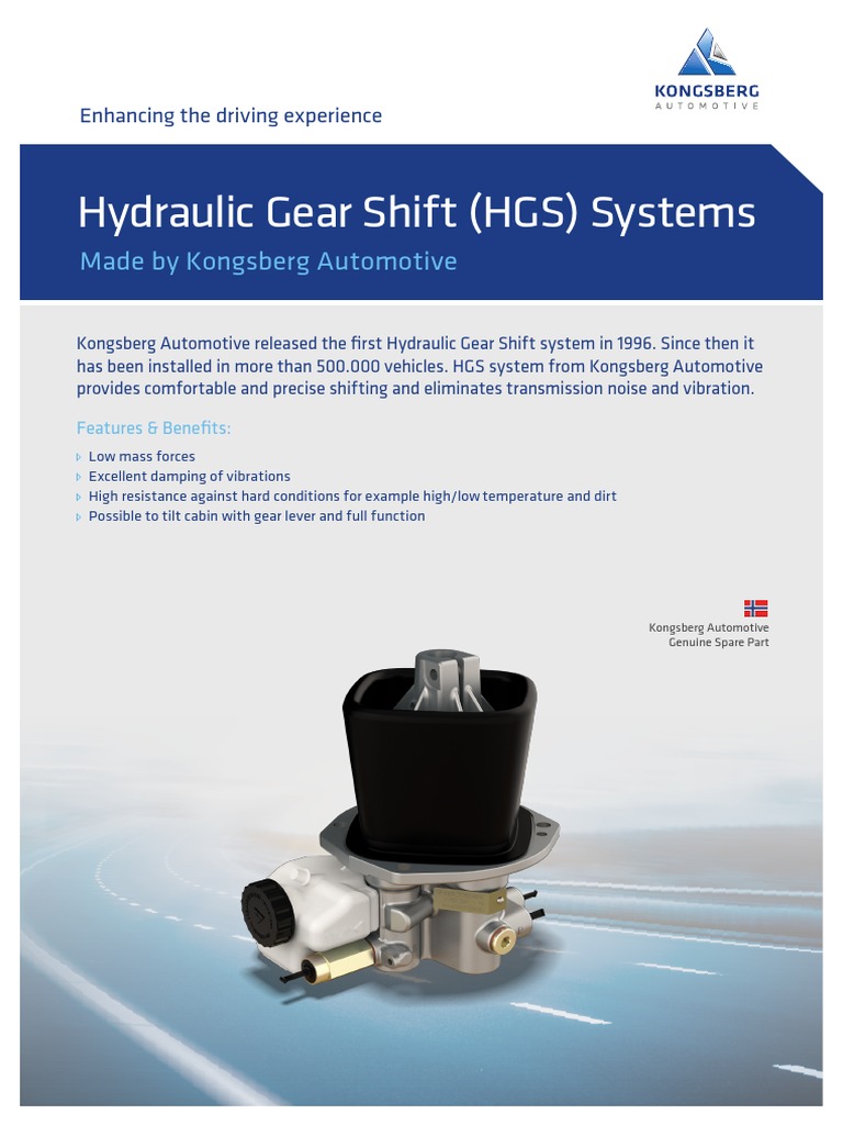 Hydraulic Gear Shift (HGS) Systems: Made by Kongsberg Automotive | PDF ...