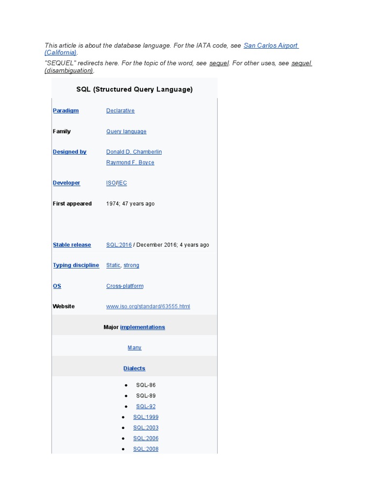 SQL (Structured Query Language) | PDF | Sql | Relational Database