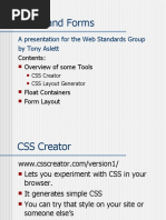 Floats and Forms: A Presentation For The Web Standards Group by Tony Aslett