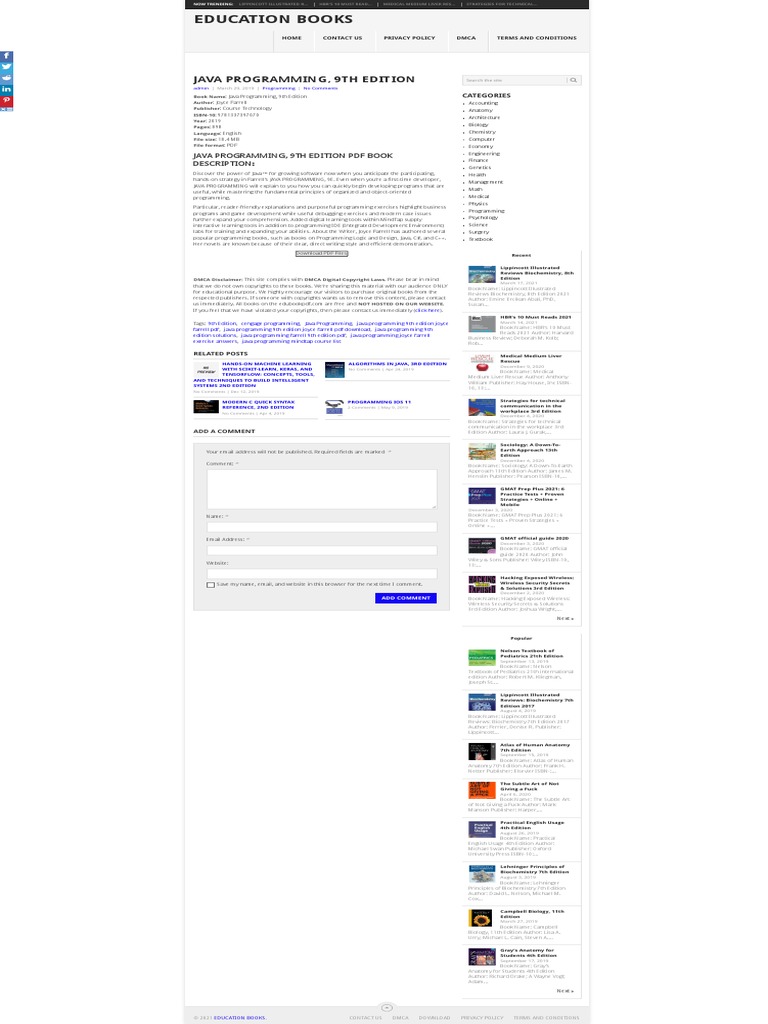 Java Programming, 9th Edition Free PDF Download - Education Books | PDF ...