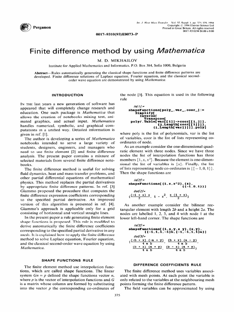 Mikhailov1994-Finite Difference Method by Using Mathematics | PDF ...