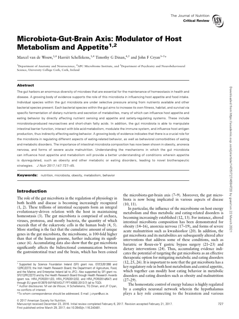 Gut Brain Microbiota | PDF | Gut Flora | Obesity
