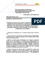 LINEAMIENTOS LABOR SOCIAL - SERVICIO COMUNITARIO MISION RIBAS SEPTIEMBRE 2020