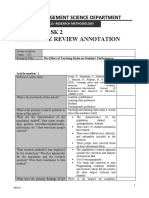 Project Task 2 Literature Review Annotation: Management Science Department