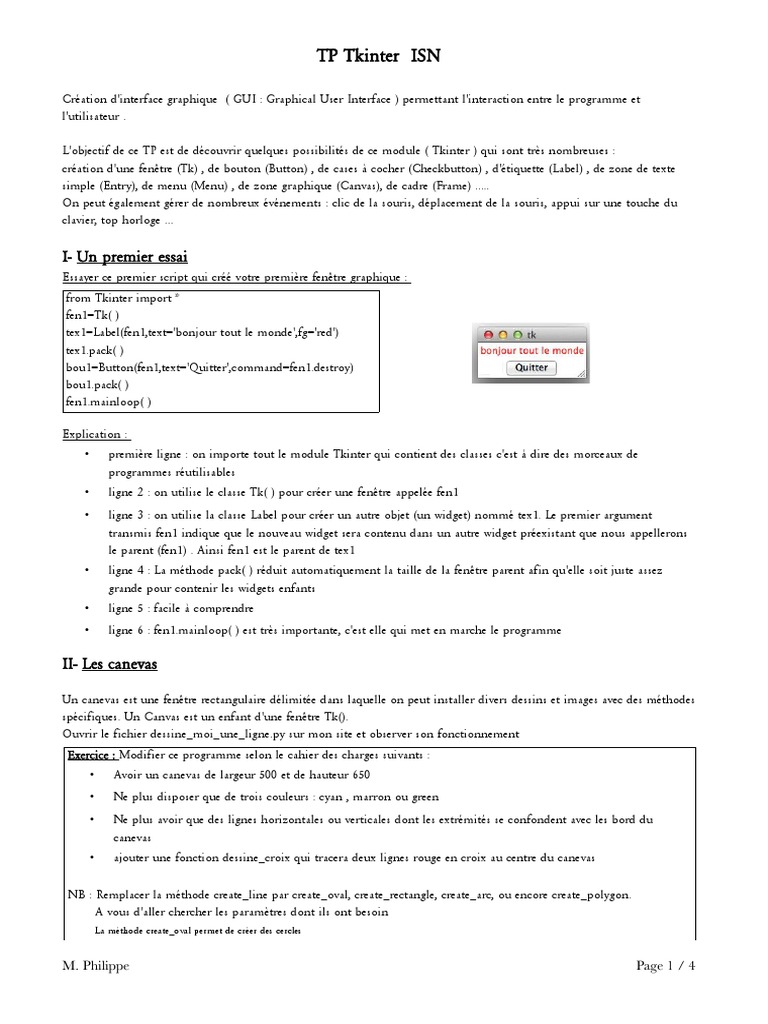 Introduction à Tkinter pour GUI | PDF | Interface graphique | Informatique