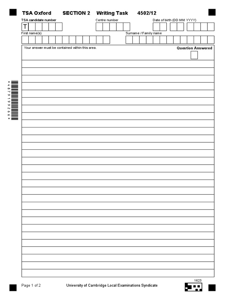 TSA Oxford Section 2 Writing Task | PDF