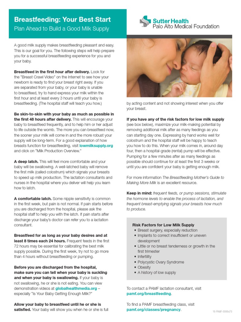 Handout Best Start Final | PDF | Breastfeeding | Lactation
