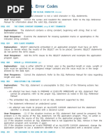 SQL Error Messages and Codes