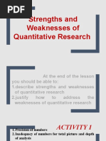 Strengths and Weaknesses of Quantitative Research