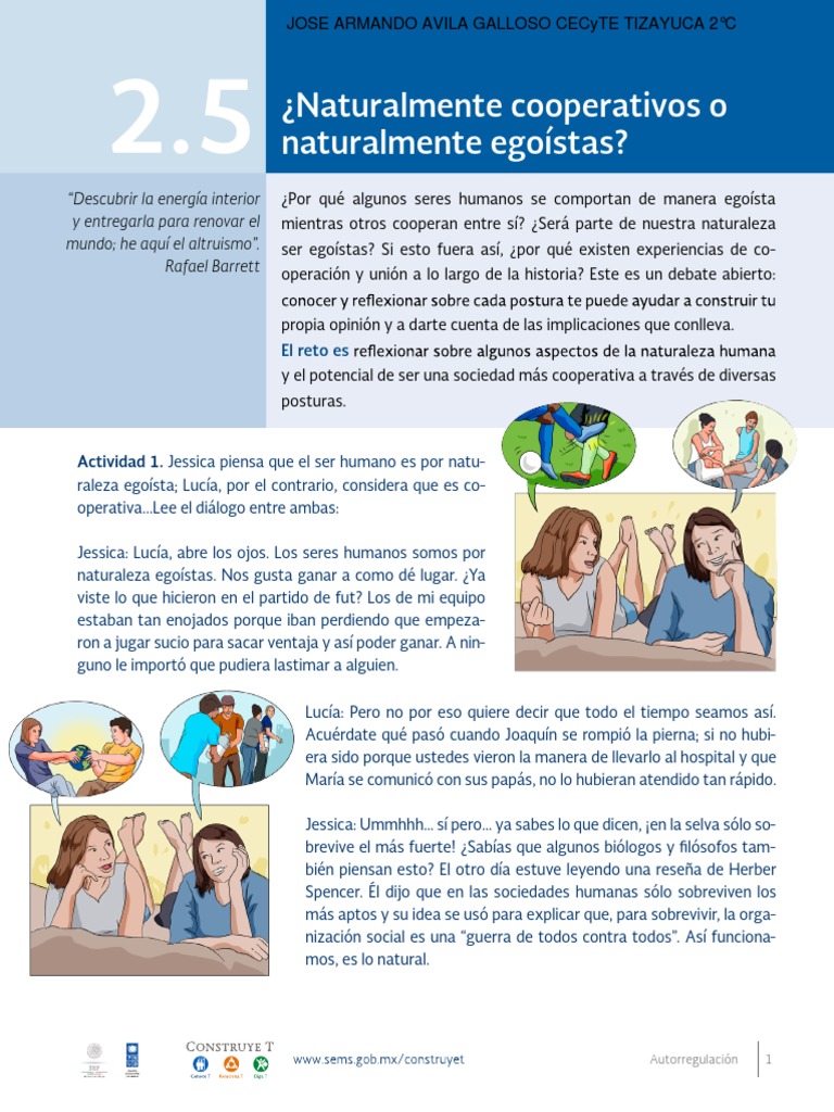 2.5 E Naturalmente Cooperativos o Naturalmente Egoistas C.Sociales | PDF |  Egoismo psicologico | La naturaleza humana, image size:768x1024