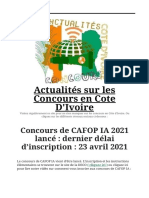 Concours de CAFOP IA 2021 Lancé - Dernier Délai D'inscription - 23 Avril 2021 - Actualités Sur Les Concours en Cote D'Ivoire