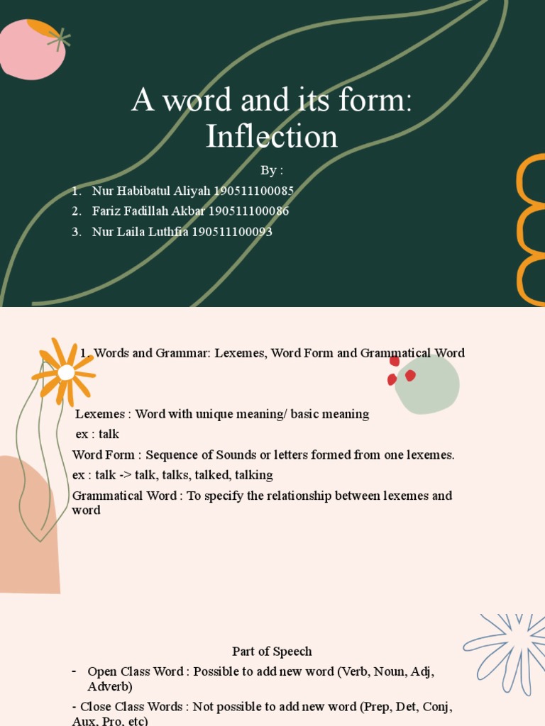 Understanding Word Inflection in Grammar | PDF | Morphology ...