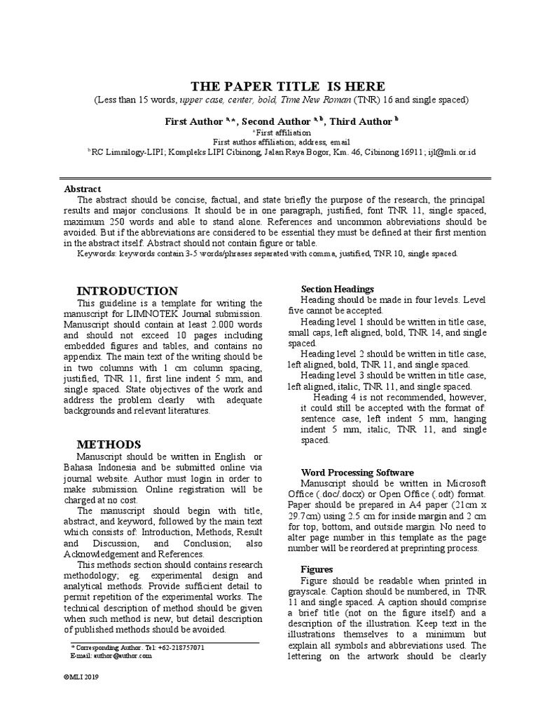 The Paper Title Is Here: First Author, Second Author, Third Author ...