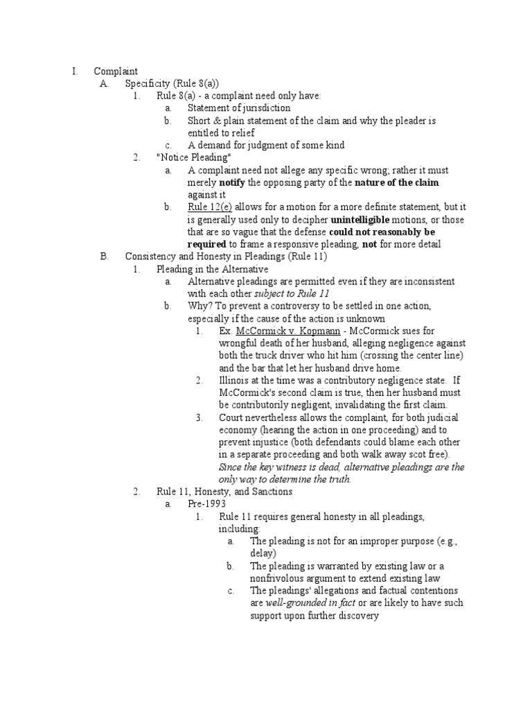 Required To Frame A Responsive Pleading, Not For More Detail Download