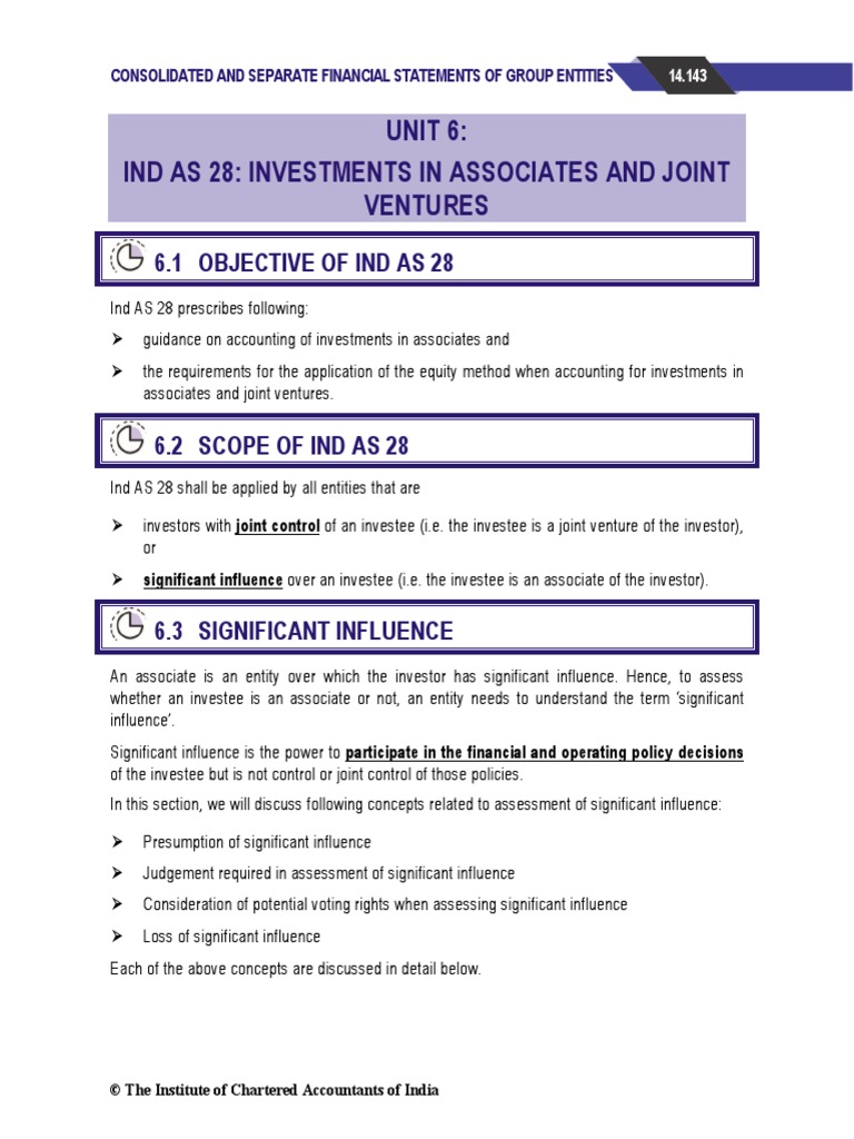Unit 6 Ind As 28 Investments in Associates and Joint Ventures PDF Goodwill (Accounting