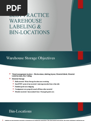 Best Practice Warehouse Labeling & Bin-locations