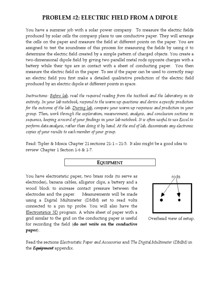 Electric Field Mapping of a Dipole | PDF | Electric Field | Laboratories