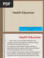 Health Education: Manuel P. de Los Santos, Ph.D. Professor