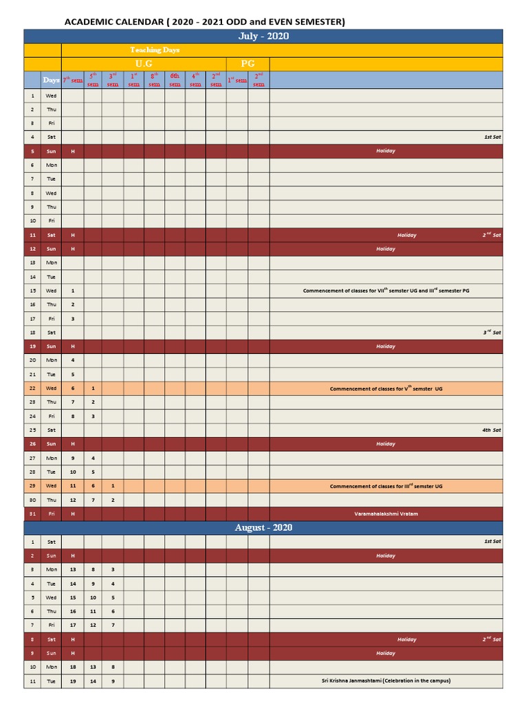 Academic CalendarOdd and Even Semester AY 202021 Download Free