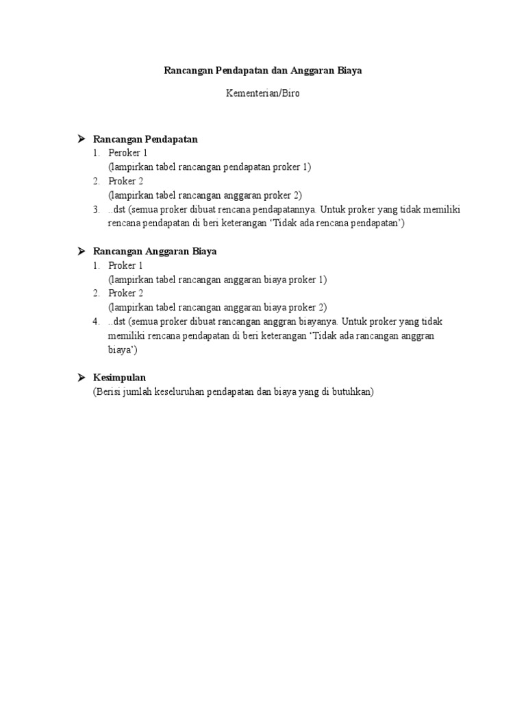 Format RAB untuk Proker Kementerian | PDF