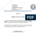 Certification: Appendix B