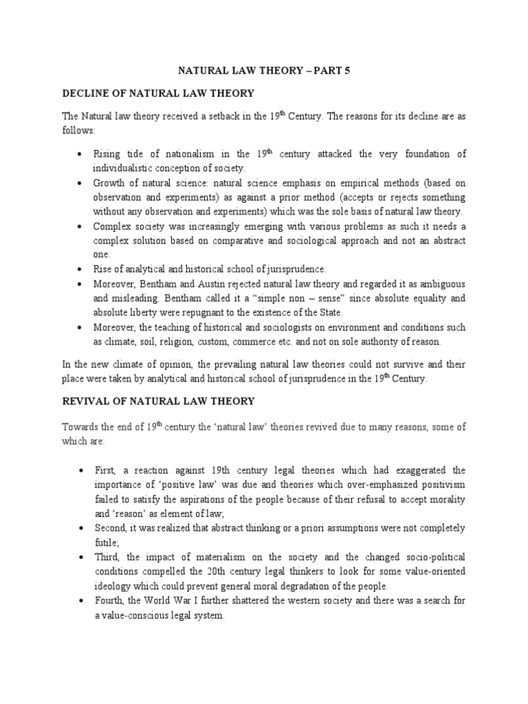 Natural Law Theory - Part 5 Decline of Natural Law Theory | PDF ...