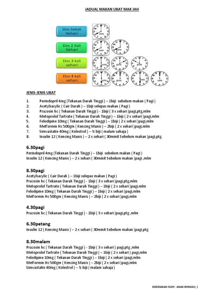 Jadual Makan Ubat Mak Jah Pdf