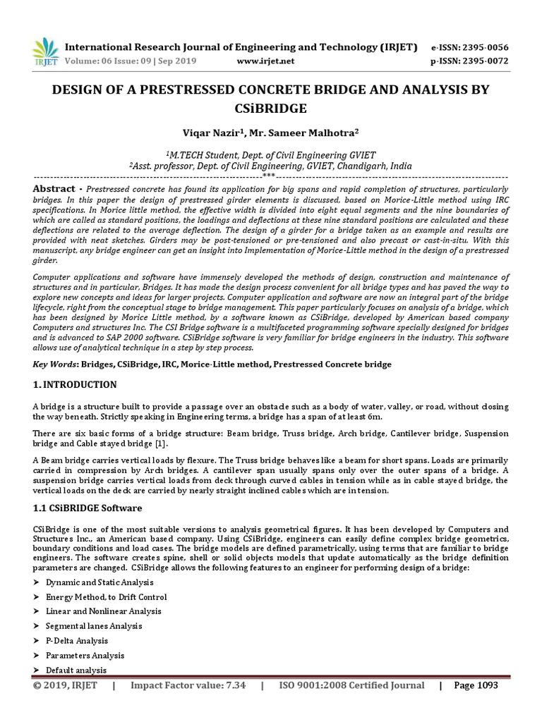 Design of A Prestressed Concrete Bridge and Analysis by Csibridge | PDF ...