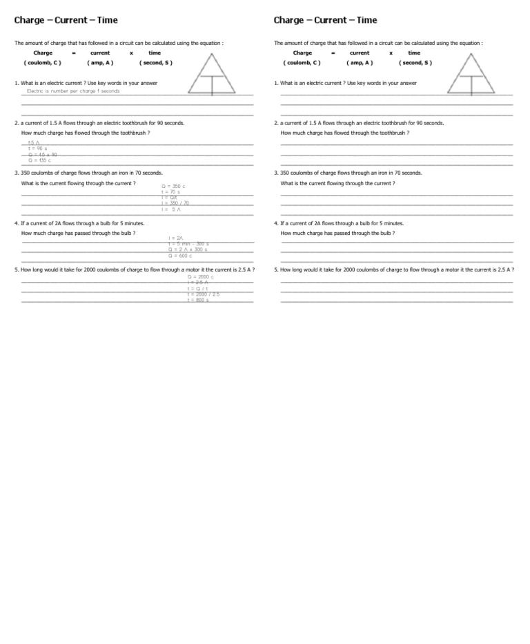 Charge-Current-Time Calculations | PDF | Electric Current ...