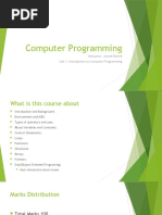 Computer Programming: Instructor: Junaid Rashid Lab 1: Introduction To Computer Programming